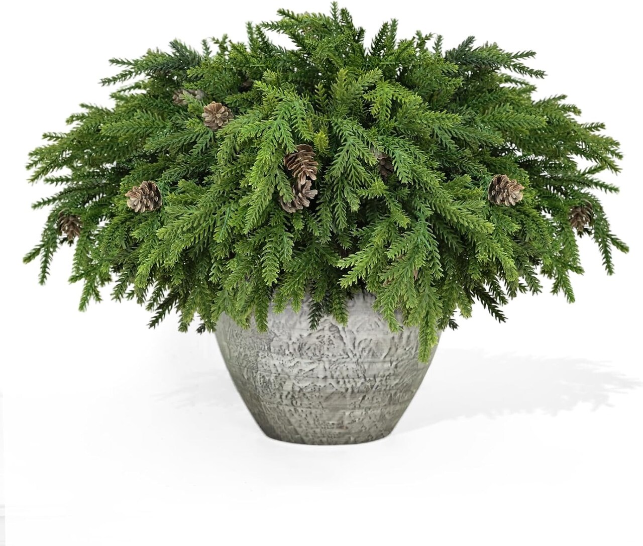 6 Pcs Christmas Greenery Stems with Pinecones (Green) 10"D x 10"W x 17"H